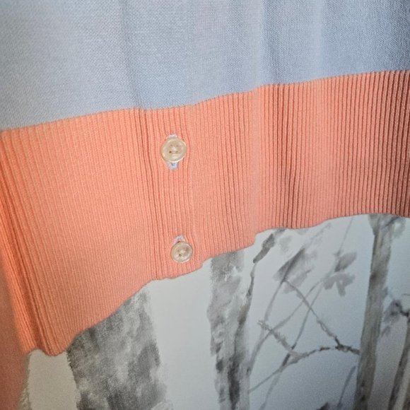 Land's End Fine Gauge Cotton Cardigan Light Blue W/Peach Details 2X - Picture 5 of 6